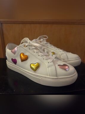 Kurt Geiger Rainbow Heart White Leather Sneaker